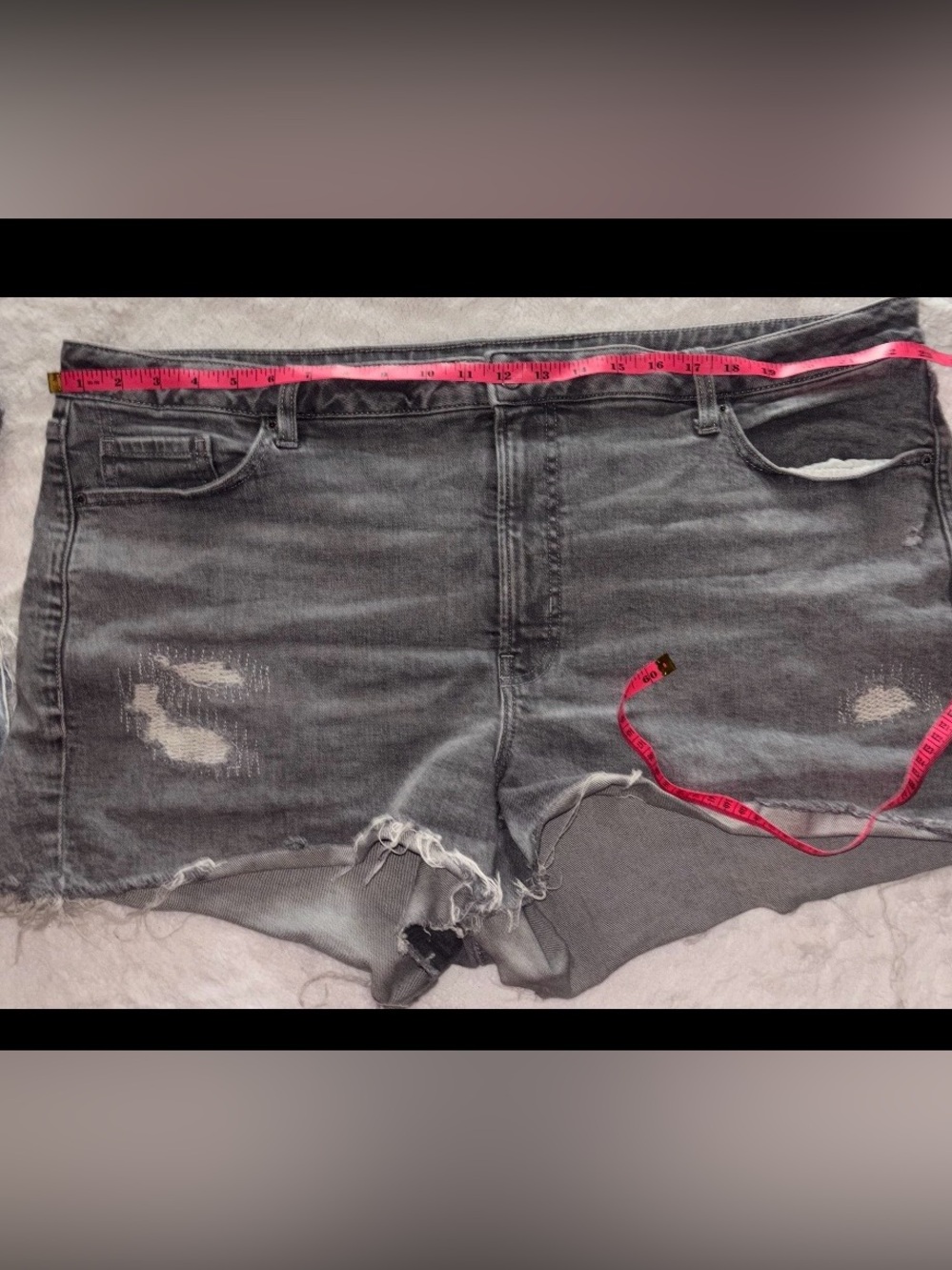 Women’s Distressed Gray Denim Shorts high rise Og straight size 22